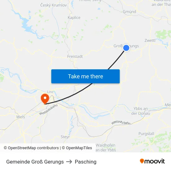 Gemeinde Groß Gerungs to Pasching map