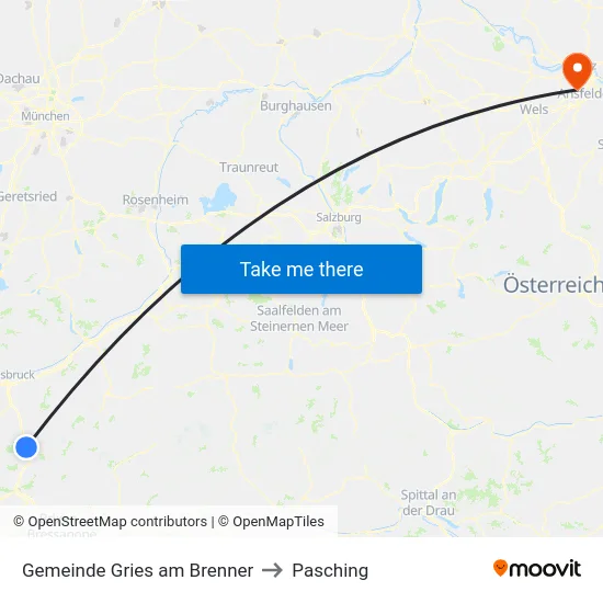 Gemeinde Gries am Brenner to Pasching map