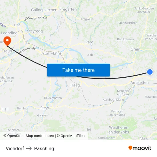 Viehdorf to Pasching map
