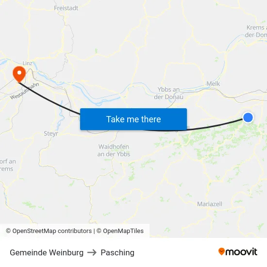 Gemeinde Weinburg to Pasching map