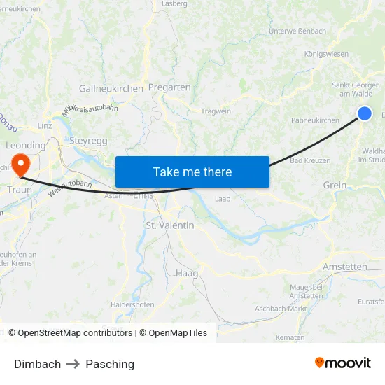 Dimbach to Pasching map