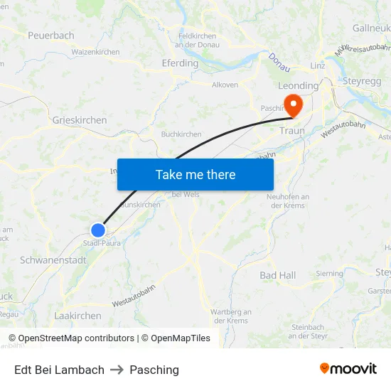 Edt Bei Lambach to Pasching map