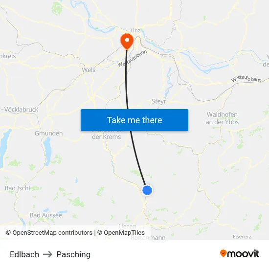 Edlbach to Pasching map