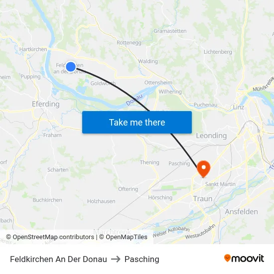 Feldkirchen An Der Donau to Pasching map