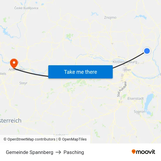 Gemeinde Spannberg to Pasching map