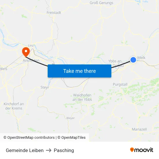 Gemeinde Leiben to Pasching map