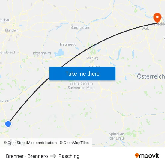 Brenner - Brennero to Pasching map