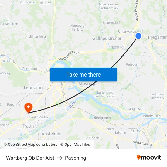 Wartberg Ob Der Aist to Pasching map