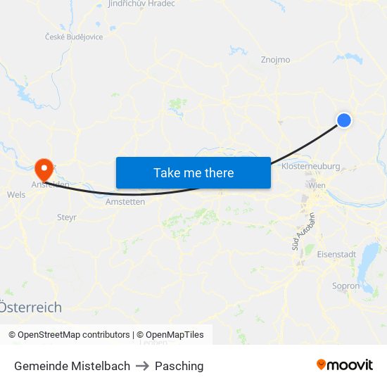 Gemeinde Mistelbach to Pasching map