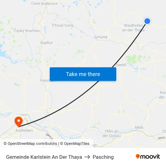 Gemeinde Karlstein An Der Thaya to Pasching map