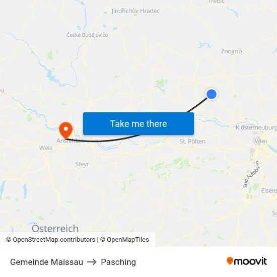 Gemeinde Maissau to Pasching map