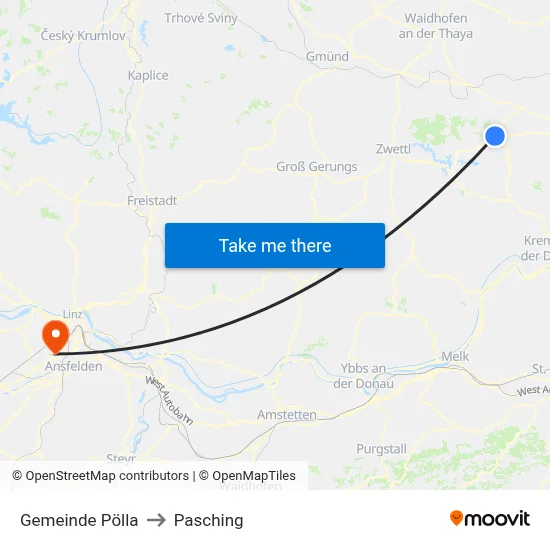 Gemeinde Pölla to Pasching map