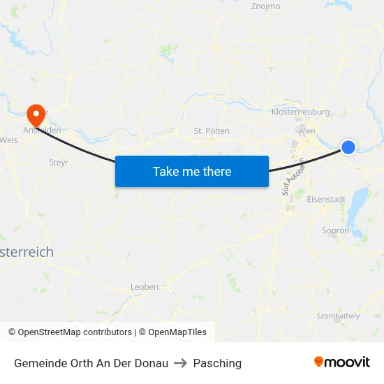 Gemeinde Orth An Der Donau to Pasching map