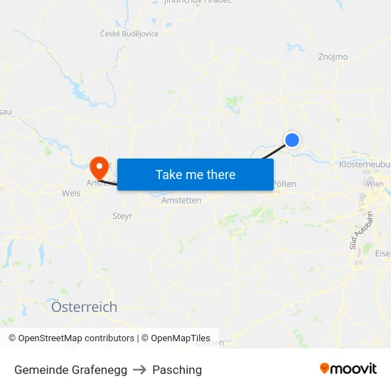 Gemeinde Grafenegg to Pasching map