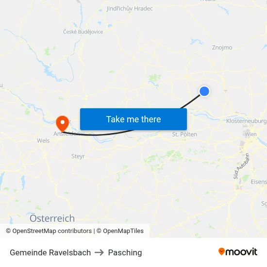 Gemeinde Ravelsbach to Pasching map