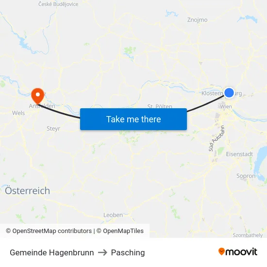 Gemeinde Hagenbrunn to Pasching map