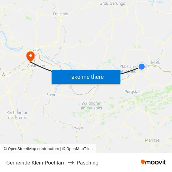 Gemeinde Klein-Pöchlarn to Pasching map