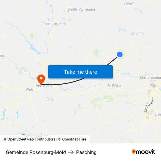 Gemeinde Rosenburg-Mold to Pasching map