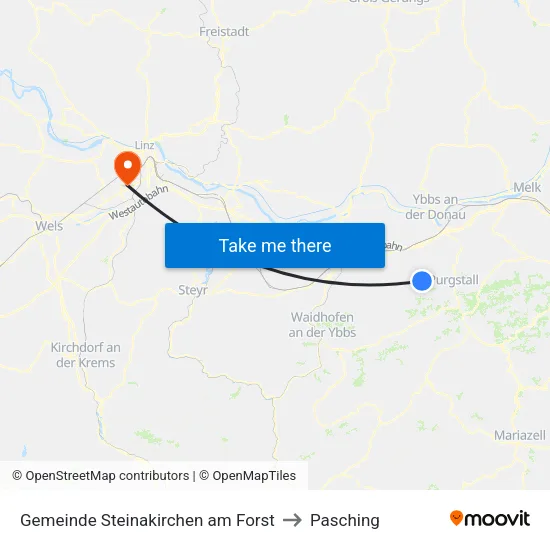 Gemeinde Steinakirchen am Forst to Pasching map