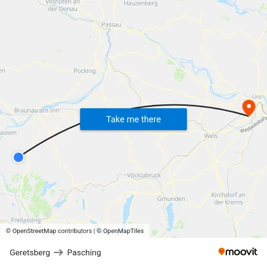 Geretsberg to Pasching map