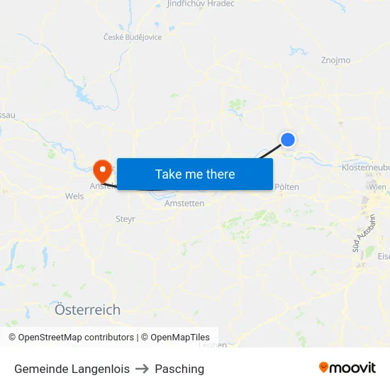 Gemeinde Langenlois to Pasching map