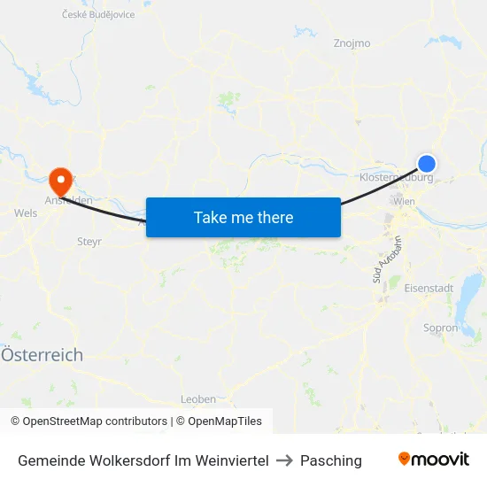 Gemeinde Wolkersdorf Im Weinviertel to Pasching map