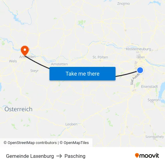 Gemeinde Laxenburg to Pasching map