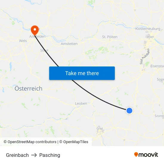 Greinbach to Pasching map