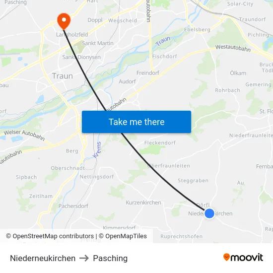 Niederneukirchen to Pasching map