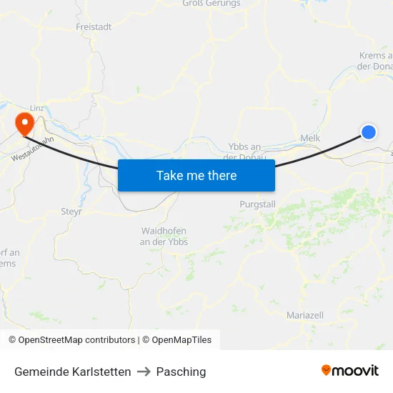 Gemeinde Karlstetten to Pasching map