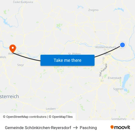 Gemeinde Schönkirchen-Reyersdorf to Pasching map