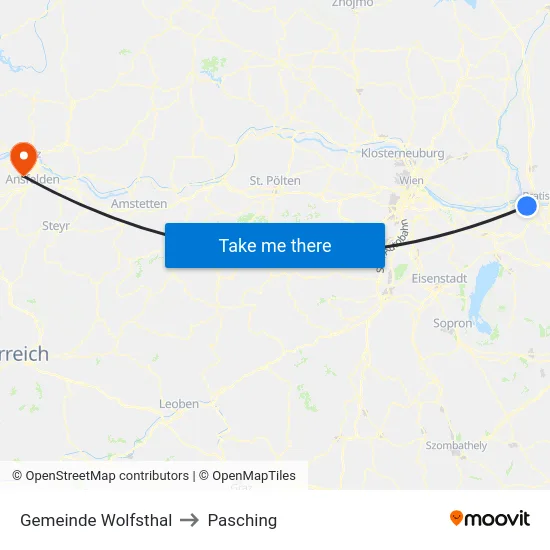Gemeinde Wolfsthal to Pasching map
