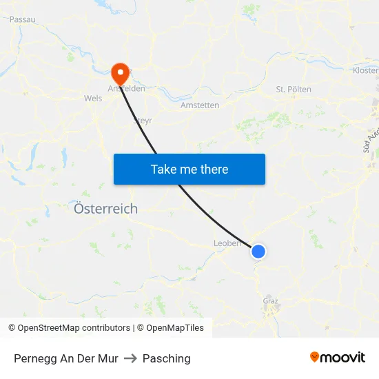 Pernegg An Der Mur to Pasching map