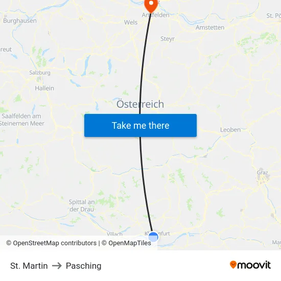 St. Martin to Pasching map