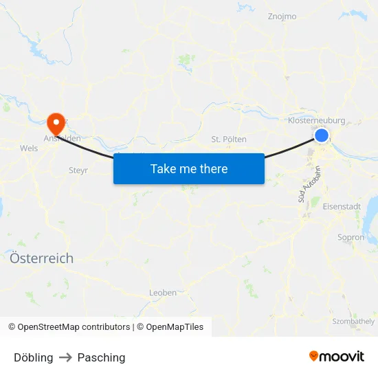 Döbling to Pasching map
