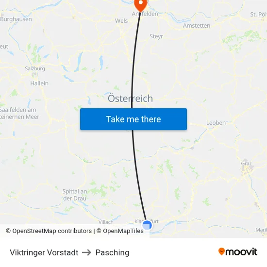 Viktringer Vorstadt to Pasching map