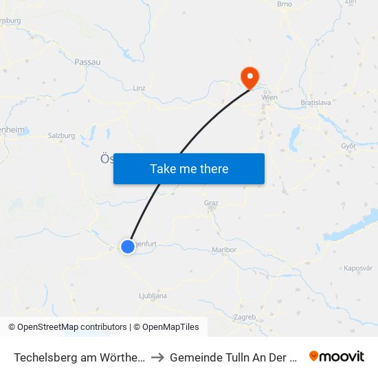 Techelsberg am Wörther See to Gemeinde Tulln An Der Donau map
