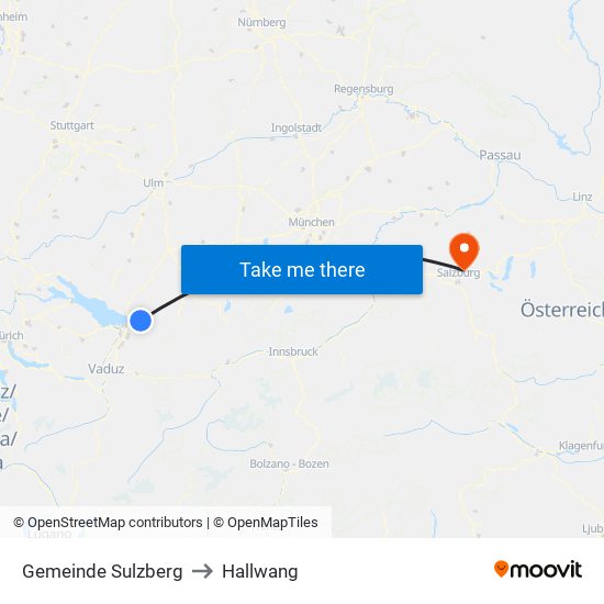 Gemeinde Sulzberg to Hallwang map