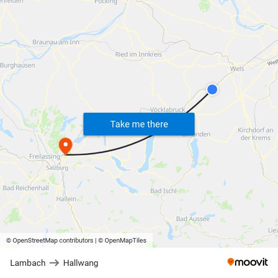 Lambach to Hallwang map