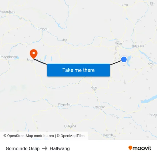 Gemeinde Oslip to Hallwang map