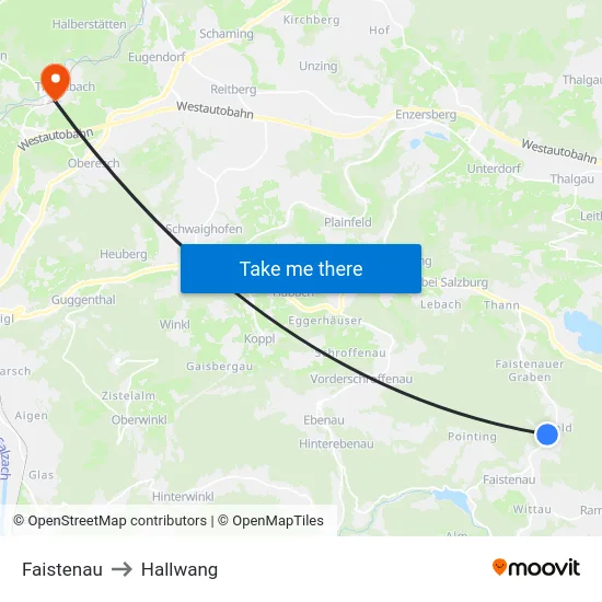 Faistenau to Hallwang map