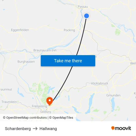 Schardenberg to Hallwang map