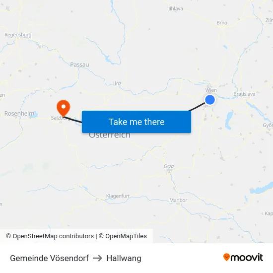 Gemeinde Vösendorf to Hallwang map