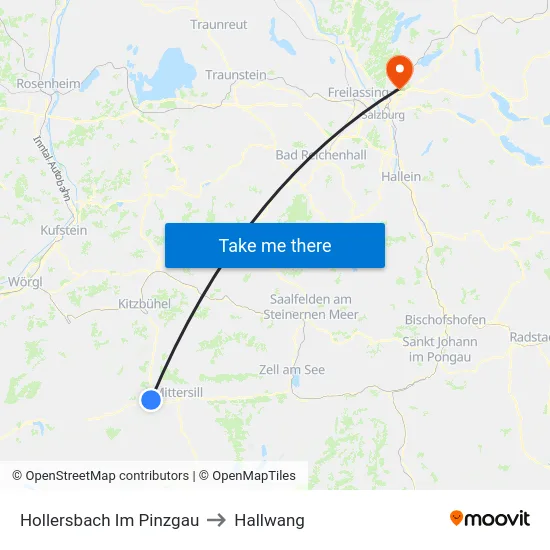Hollersbach Im Pinzgau to Hallwang map
