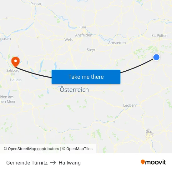 Gemeinde Türnitz to Hallwang map
