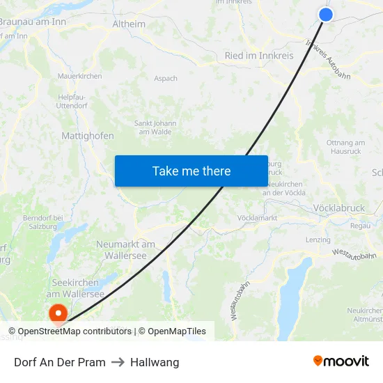 Dorf An Der Pram to Hallwang map