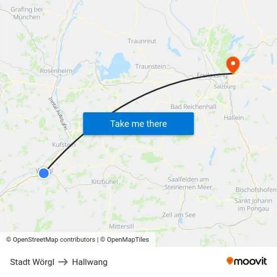 Stadt Wörgl to Hallwang map