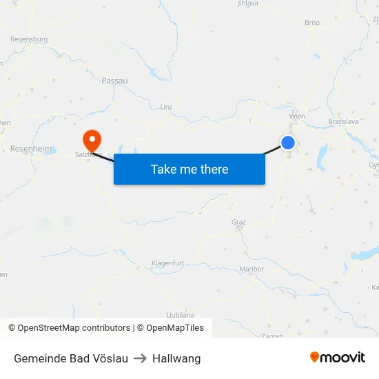 Gemeinde Bad Vöslau to Hallwang map