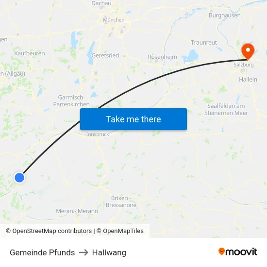 Gemeinde Pfunds to Hallwang map