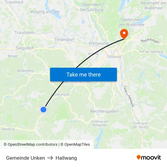 Gemeinde Unken to Hallwang map
